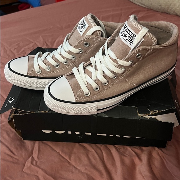 Converse High-Tops in Taupe and White - Picture 1 of 4